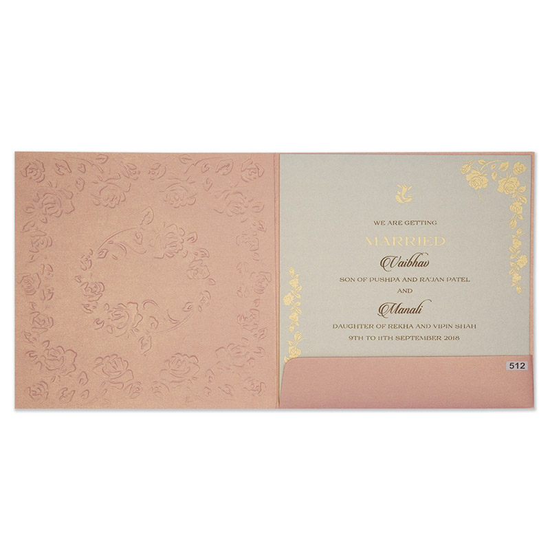 Modern tamil wedding invite in pink colour with rose flowers - Click Image to Close