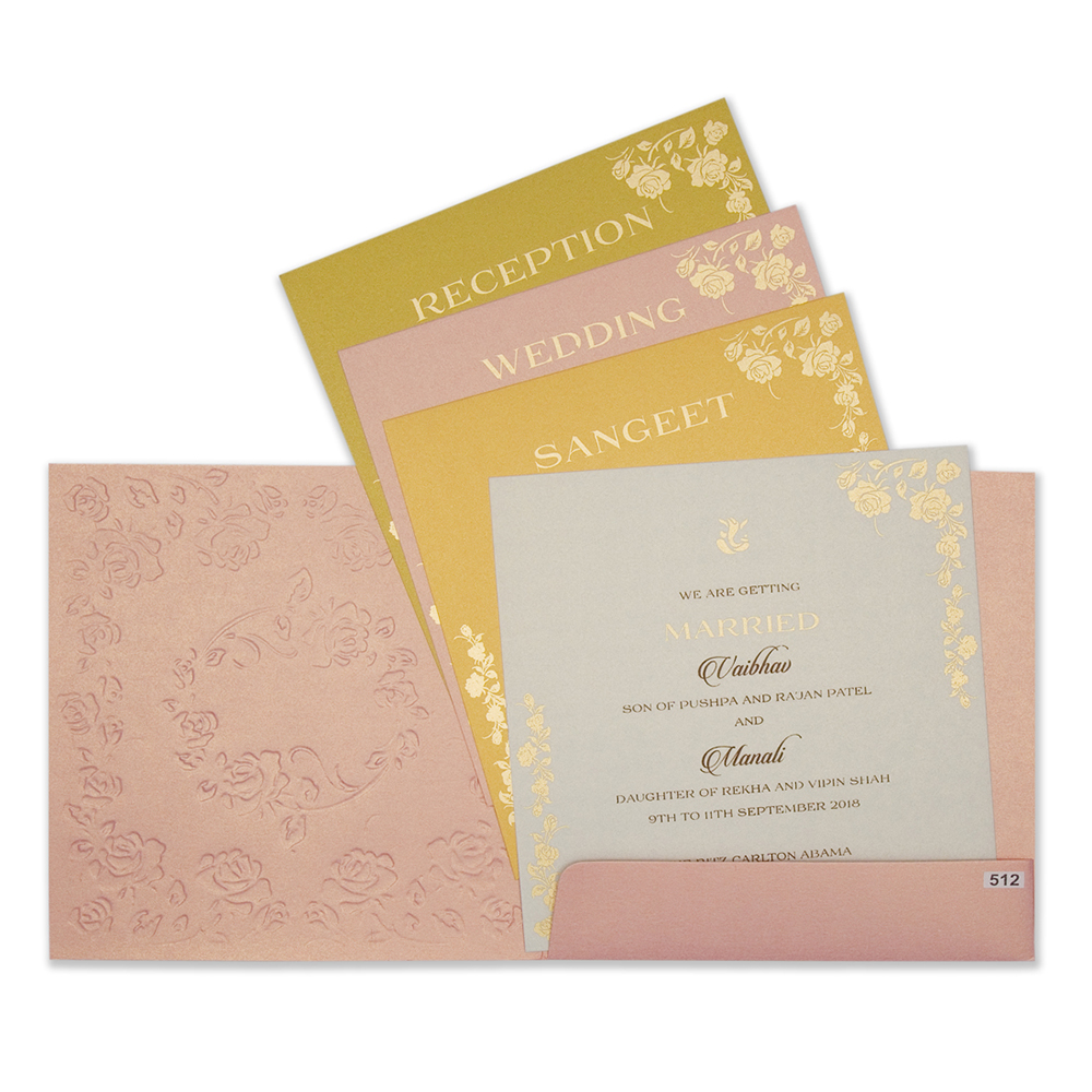 Modern wedding Invitation in pink colour with rose flowers - Click Image to Close