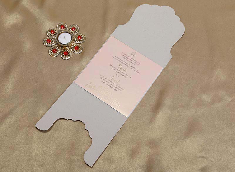 Mughal Style Indian Wedding Card in Light Brown Colour - Click Image to Close