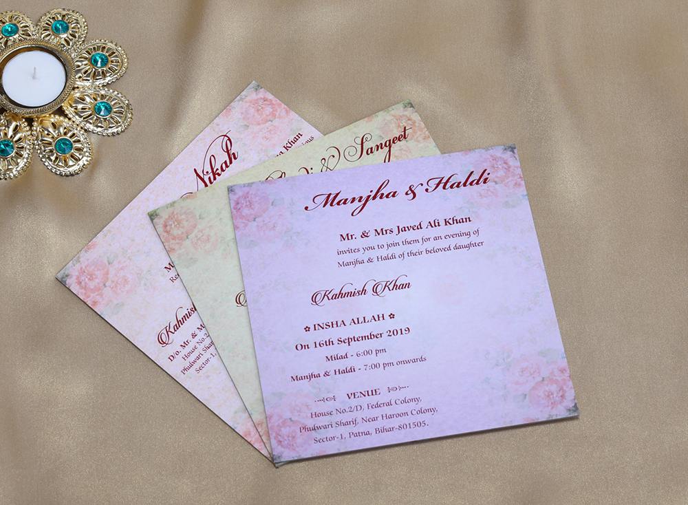 Multicolour floral Indian wedding invitations - Click Image to Close