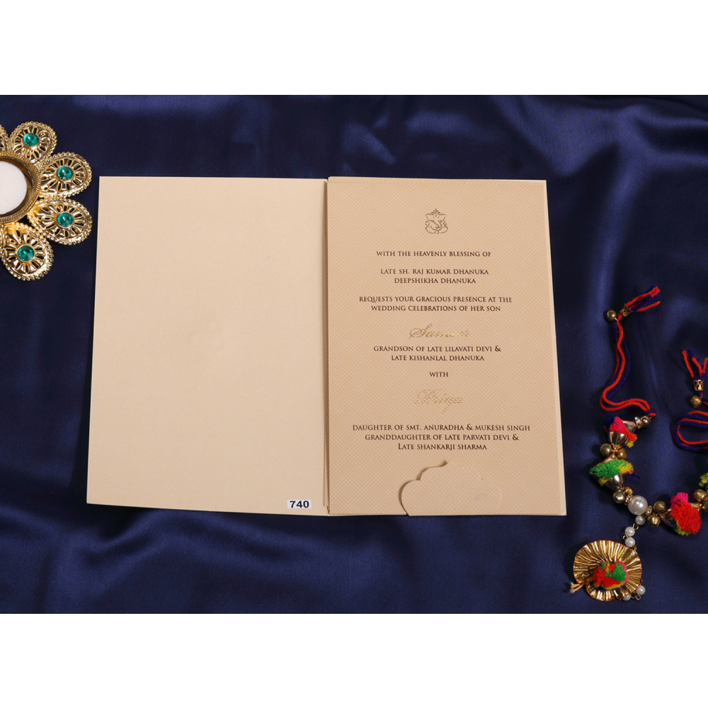 Multifaith Beige laser cut wedding invite - Click Image to Close