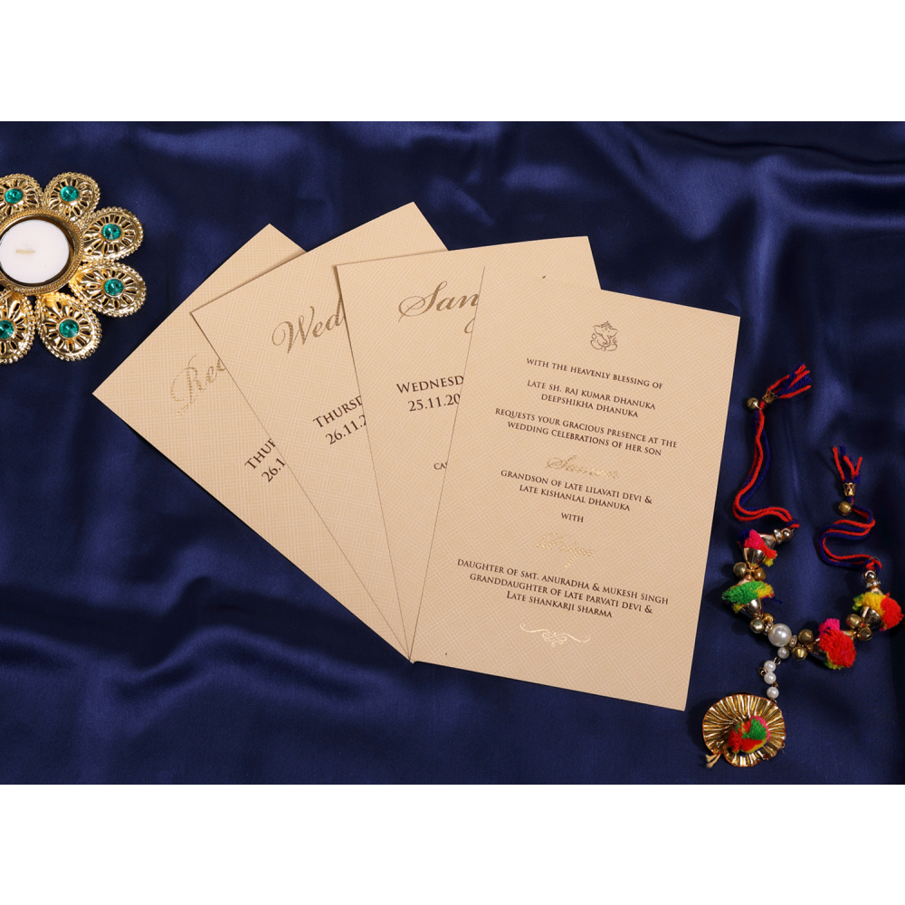 Multifaith Beige laser cut wedding invite - Click Image to Close