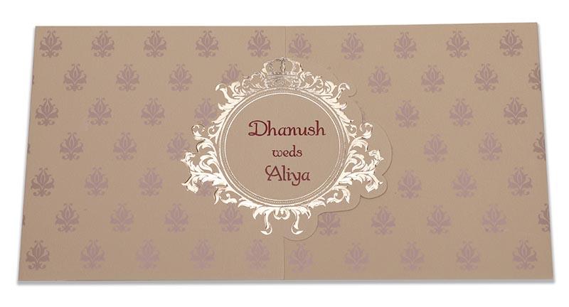 Multifaith Indian wedding card in olive green colour with gate fold