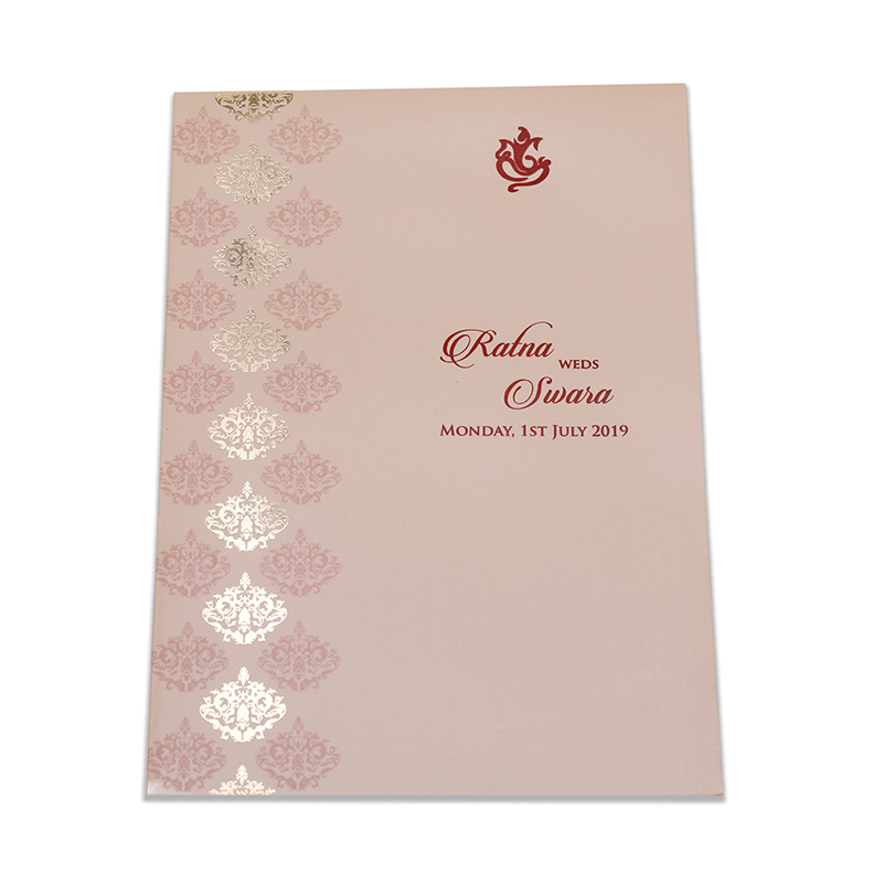 Multifaith Indian wedding invitation in blush colour - Click Image to Close