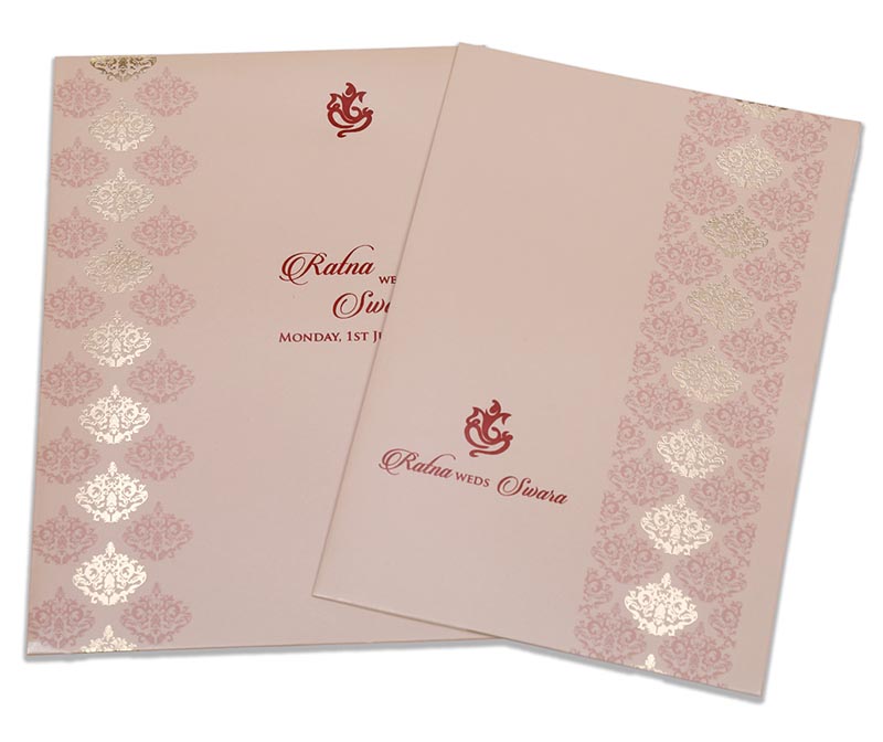 Multifaith Indian wedding invitation in blush colour - Click Image to Close
