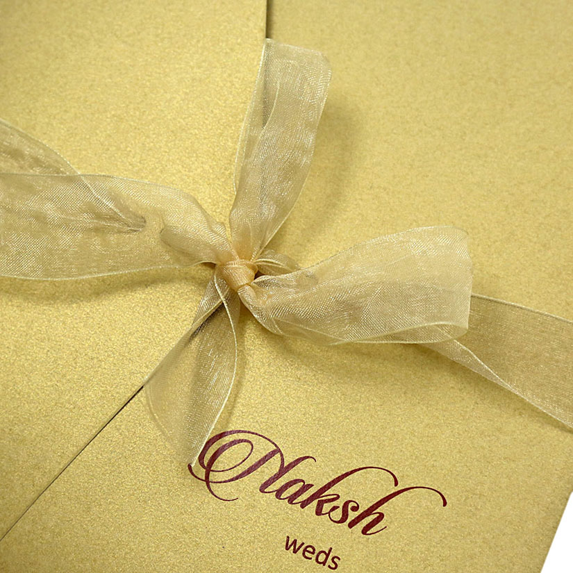 Multifaith indian wedding invite in golden colour wth gatefold - Click Image to Close