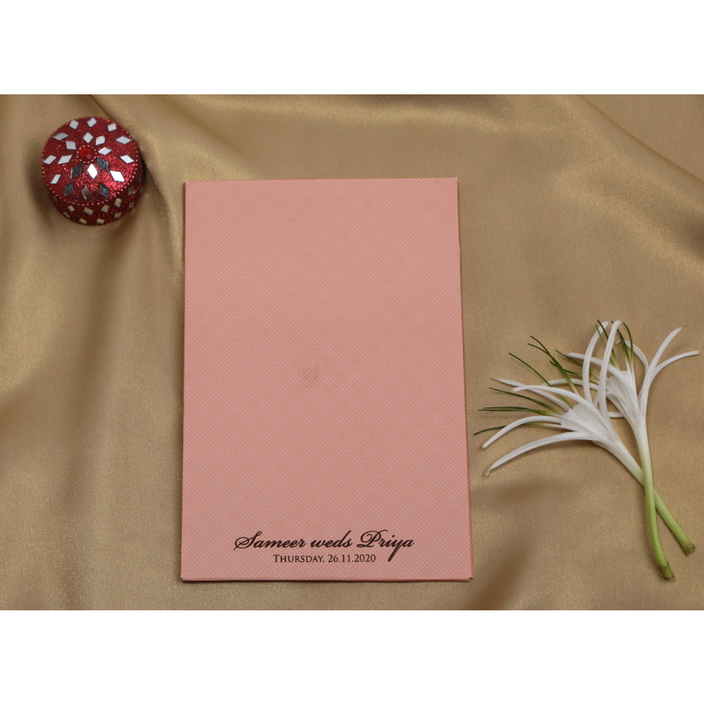 Multifaith Pink laser cut wedding invite - Click Image to Close
