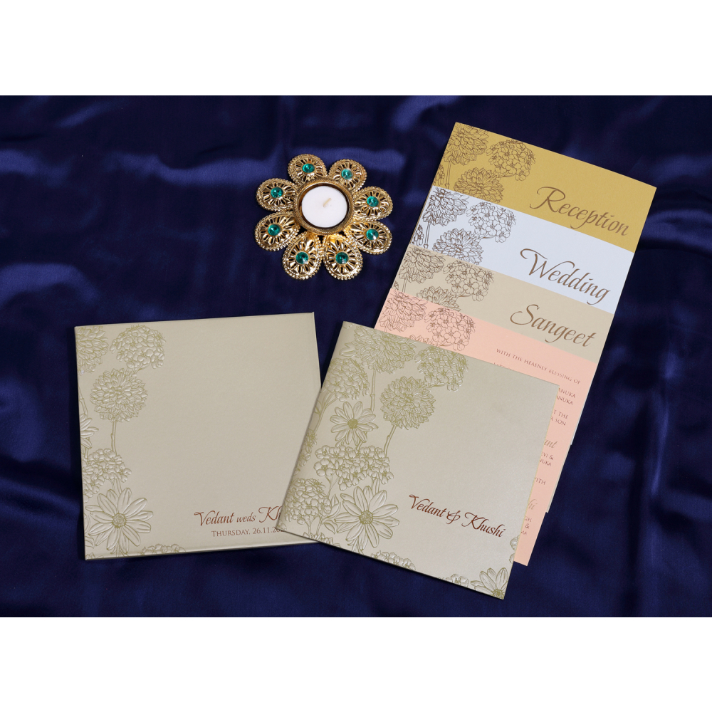 Multifaith Roses cream wedding invite - Click Image to Close