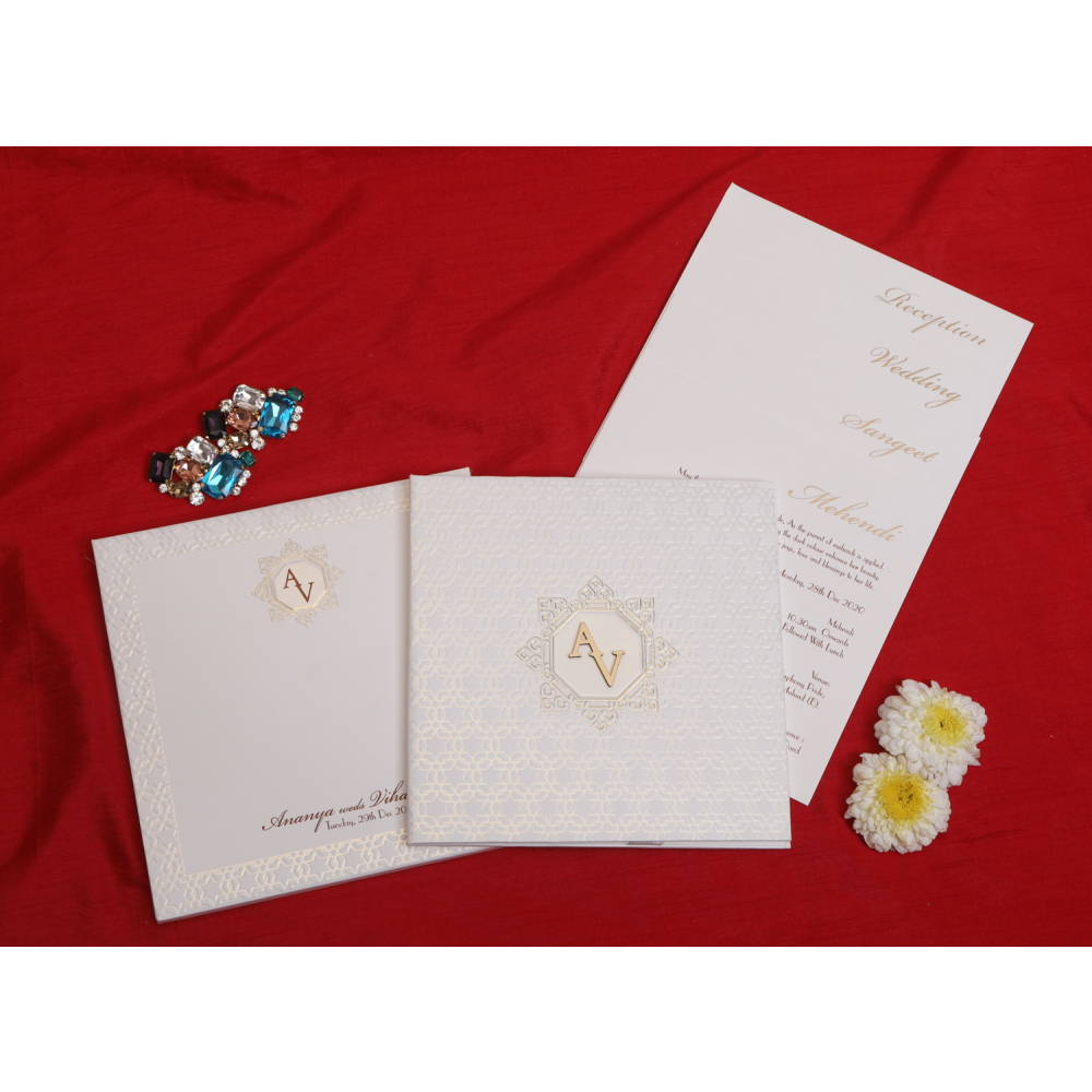 Multifaith white colored wedding invite - Click Image to Close