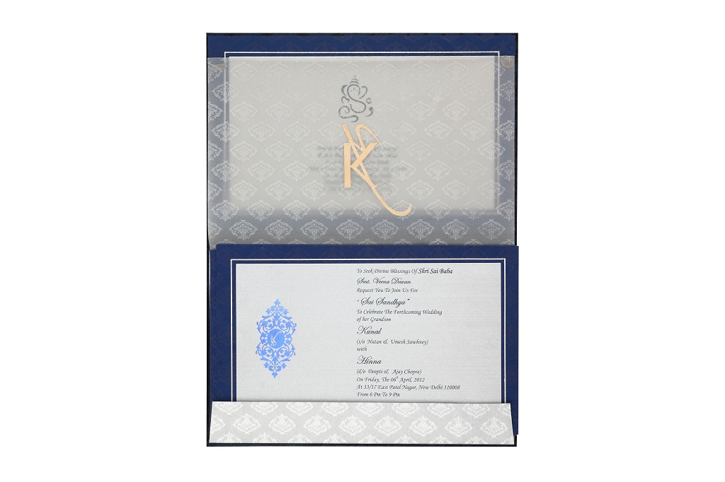 Navy Blue and Silver Card with Laser-cut Design - Click Image to Close