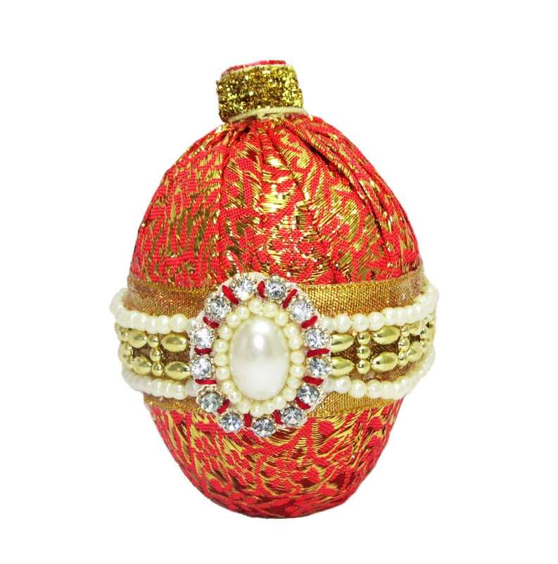 Orange broacde with Broach Decorated Coconut - Click Image to Close