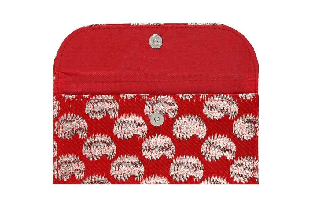 Paisley Wedding Shagun Envelope in Rich Red And Golden - Click Image to Close