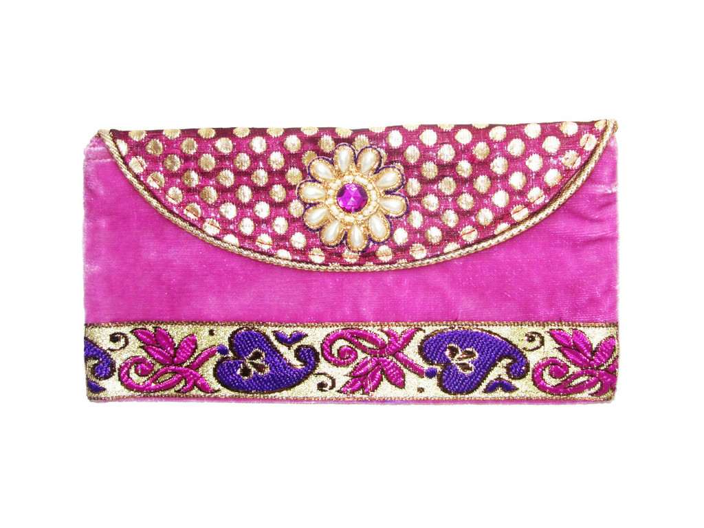 Pink & purple designer hand clutch - Click Image to Close
