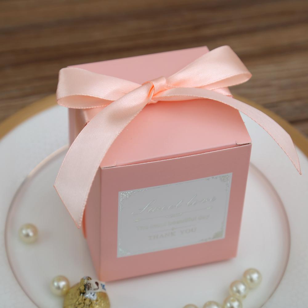 Pink color square wedding favor and gift boxes - Click Image to Close