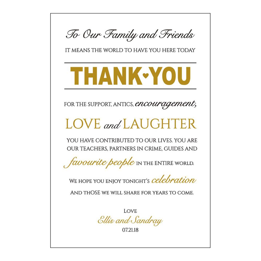 Portrait style printed thank you cards wedding stationery with envelopes