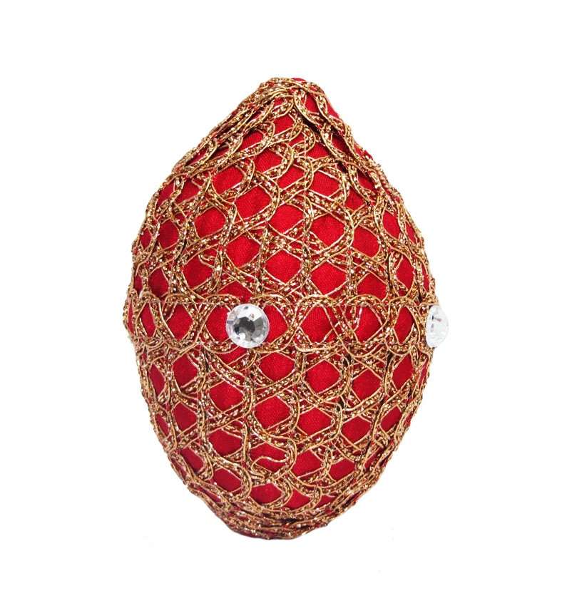 Red & gold with stones Decorated Coconut - Click Image to Close