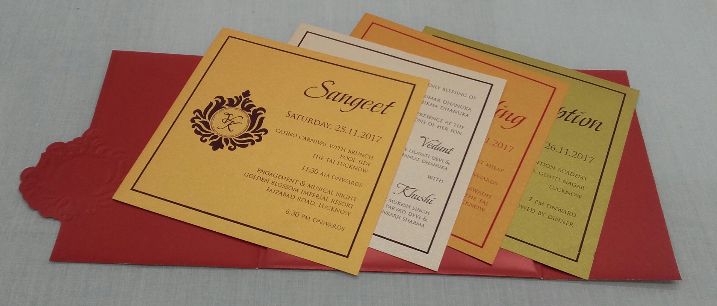 Red and gold invite with laser cut religious muslim symbol - Click Image to Close