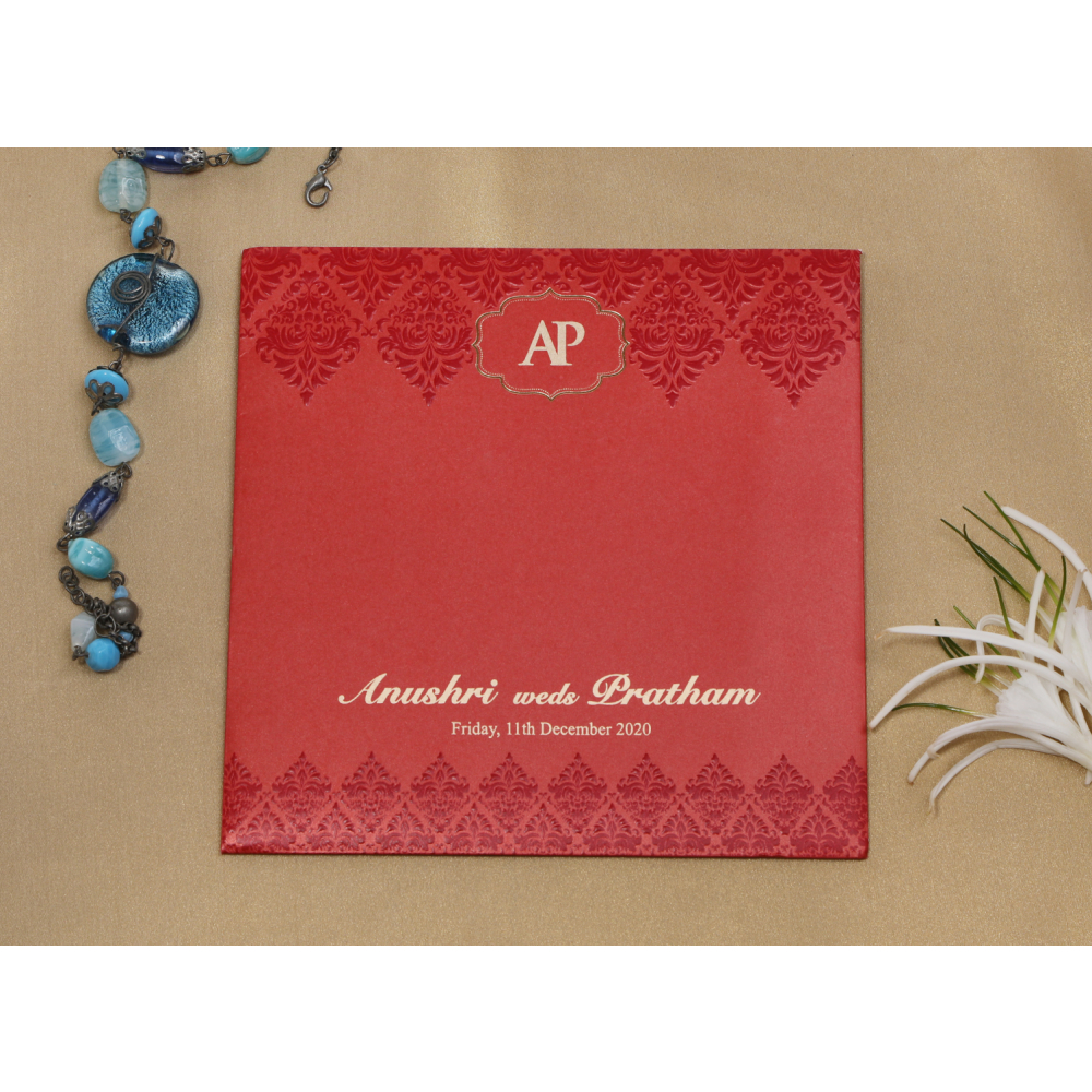 Red colored floral wedding invite - Click Image to Close