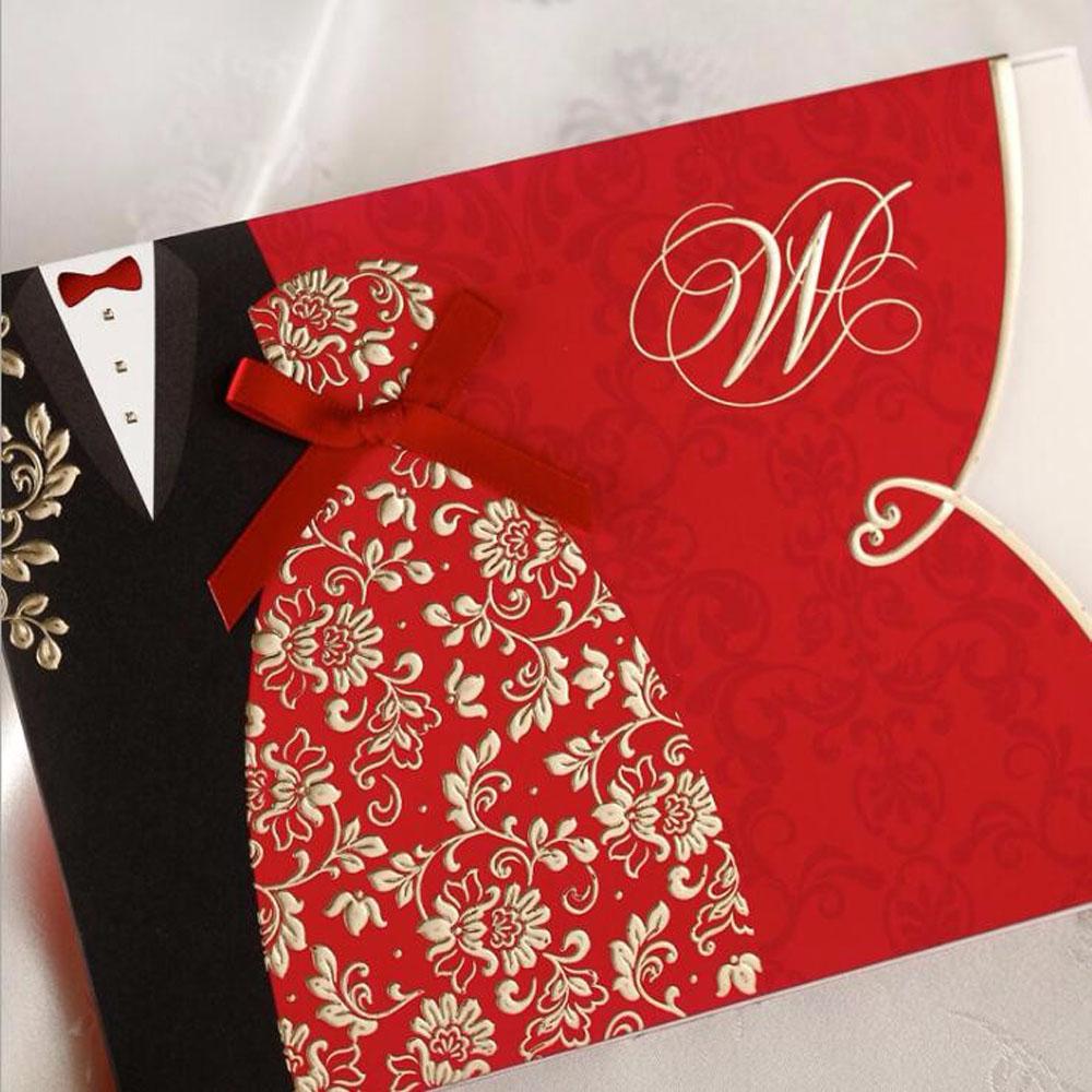 Red Groom & Bride Theme Christian Wedding Invitations Cards - Click Image to Close