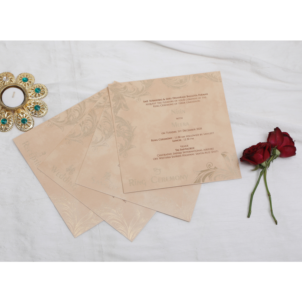 Royal beige colored wedding invite - Click Image to Close