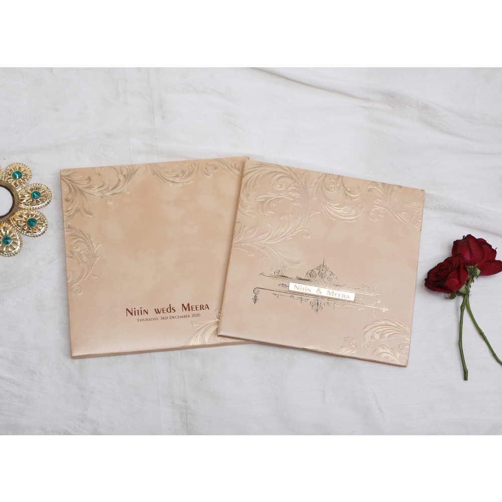 Royal beige colored wedding invite - Click Image to Close