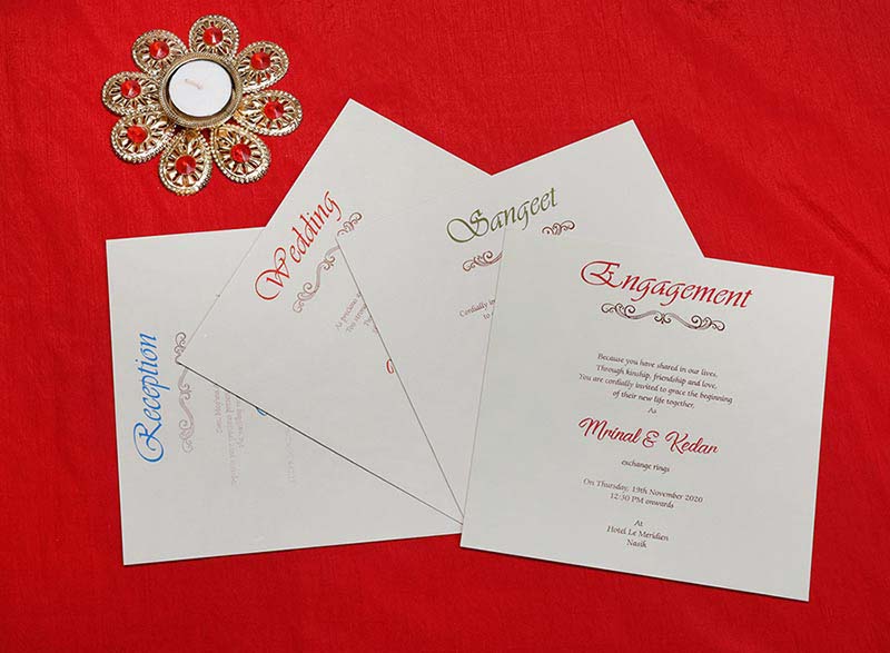 Royal Floral Indian Wedding Card in Cream and Golden Colour - Click Image to Close