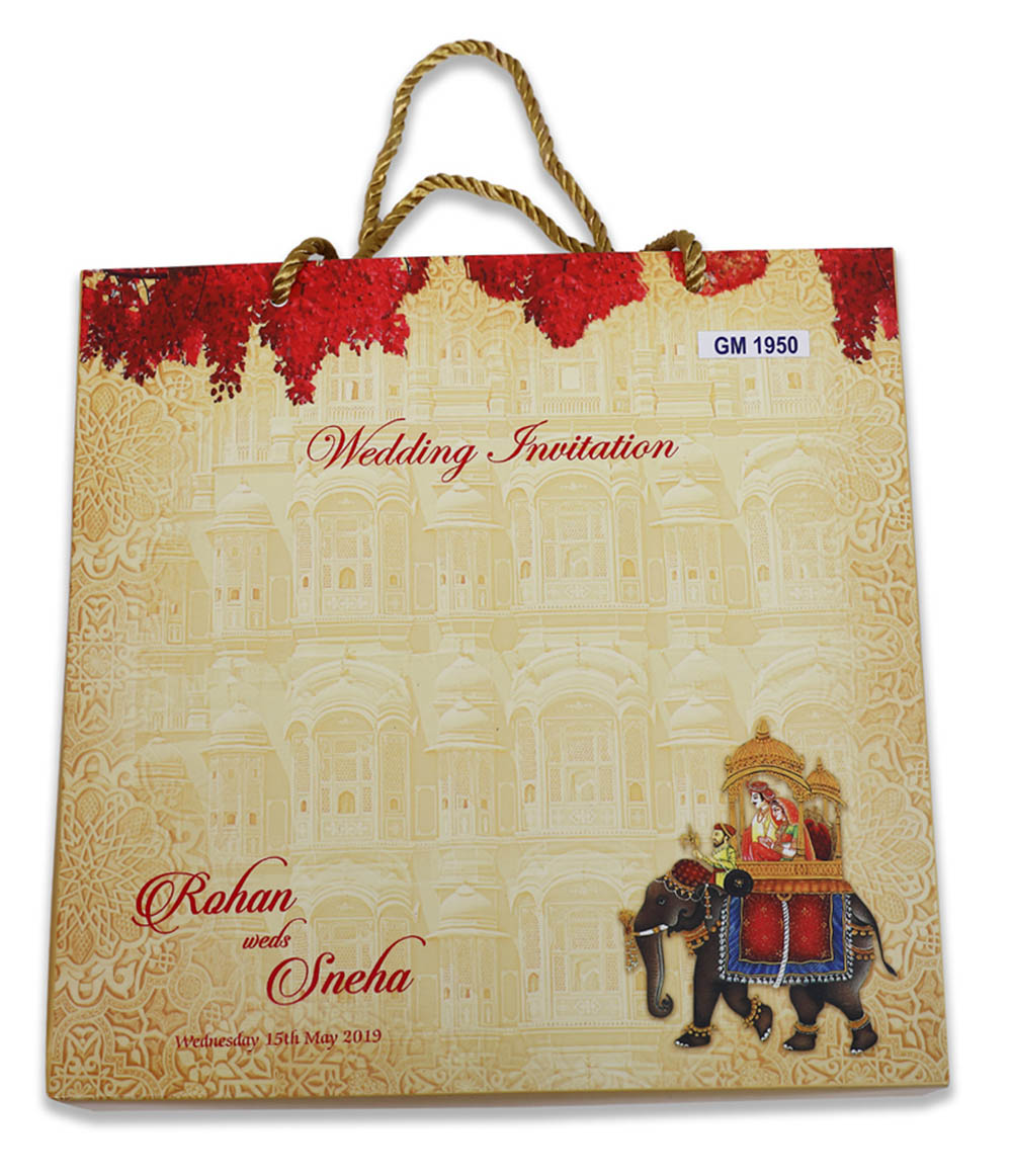 Royal Indian theme box invitation in cream color - Click Image to Close