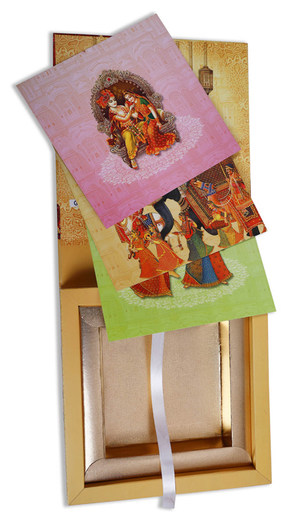 Royal Indian theme box invitation in cream color - Click Image to Close