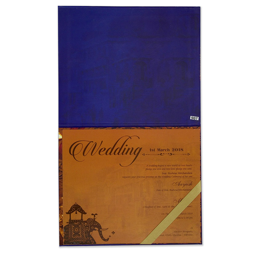 Royal Indian wedding invite in blue and pink colour - Click Image to Close