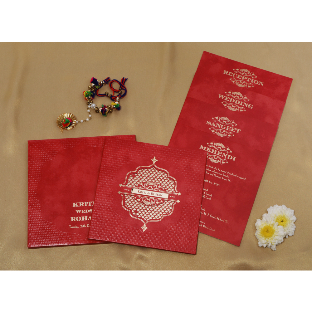 Royal red colour multi faith Indian Wedding Invitation - Click Image to Close