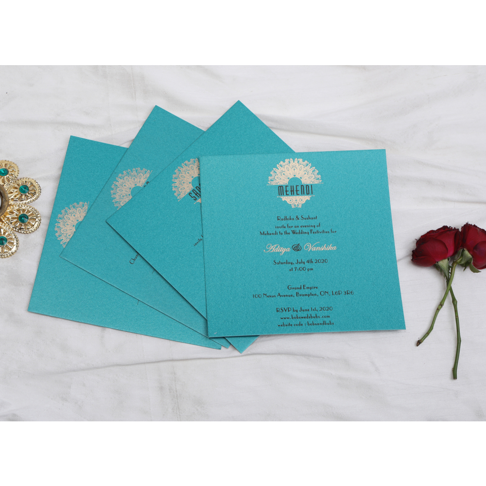 Royal Turquoise blue Ganesha wedding invite - Click Image to Close