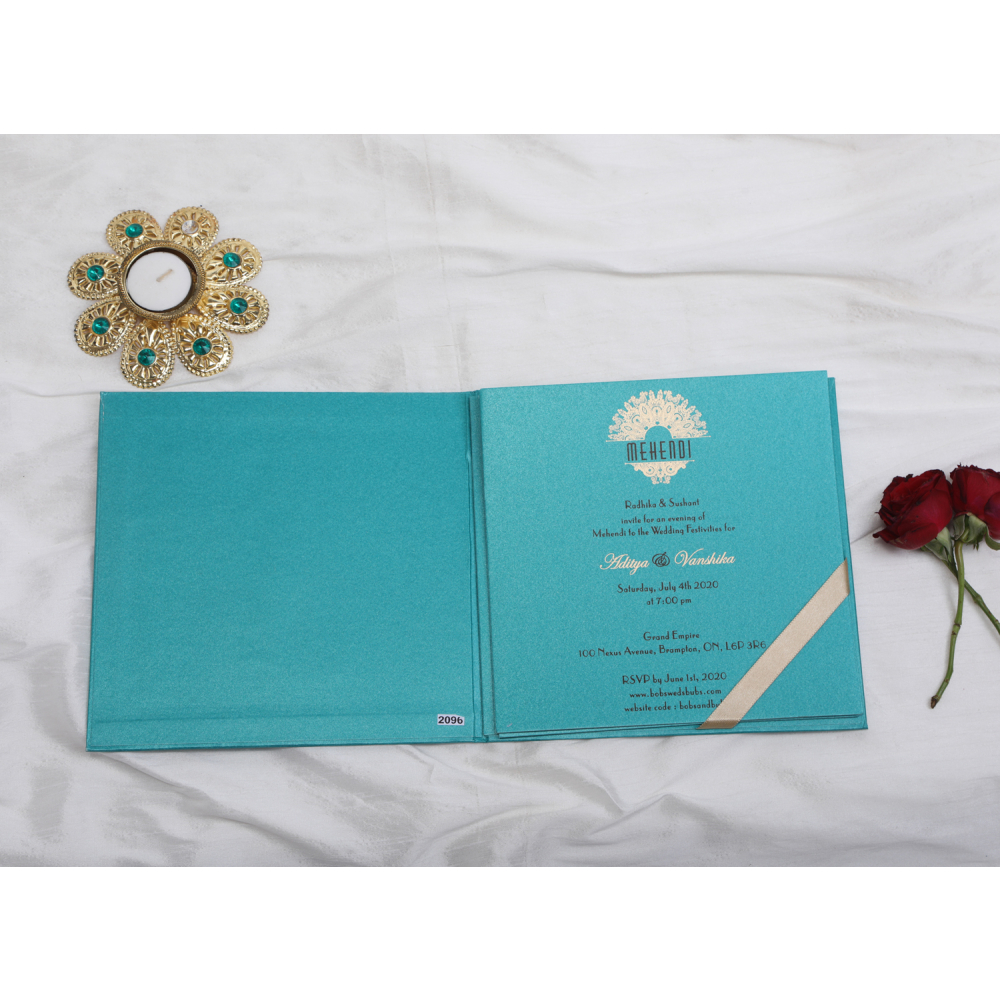 Royal Turquoise blue Ganesha wedding invite - Click Image to Close