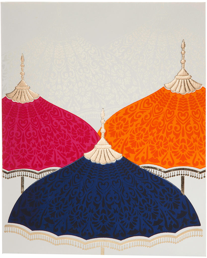 Royal Wedding Invitation with Multi-color Umbrellas - Click Image to Close