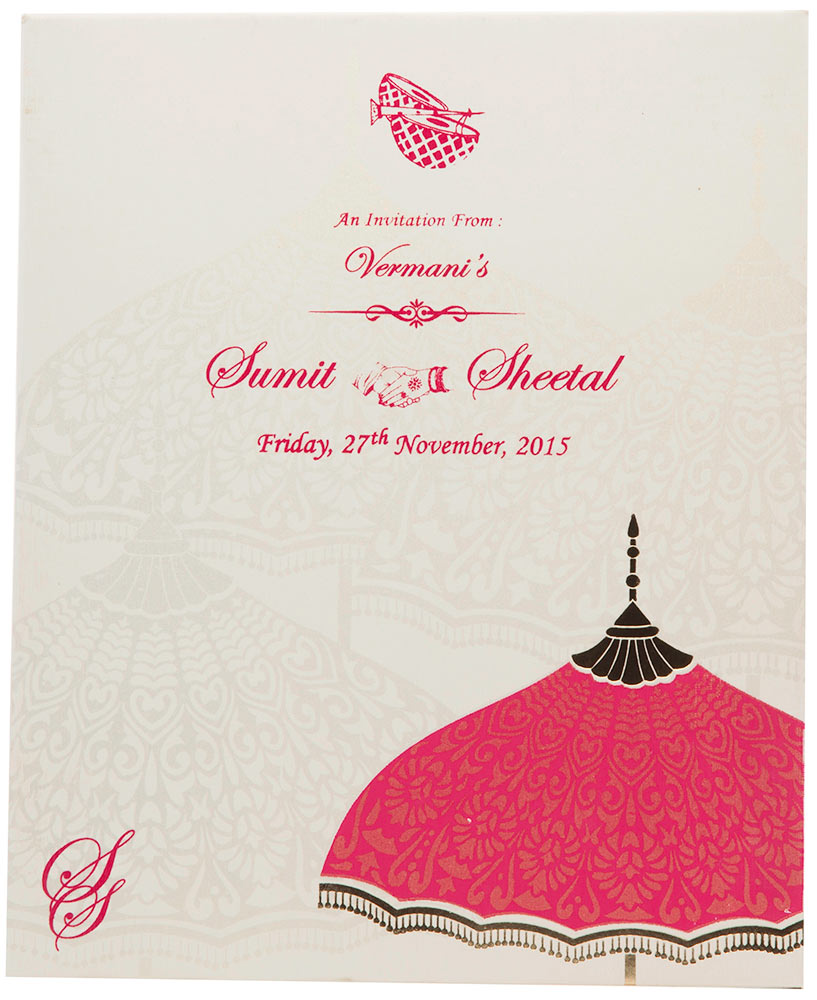 Royal Wedding Invitation with Multi-color Umbrellas - Click Image to Close