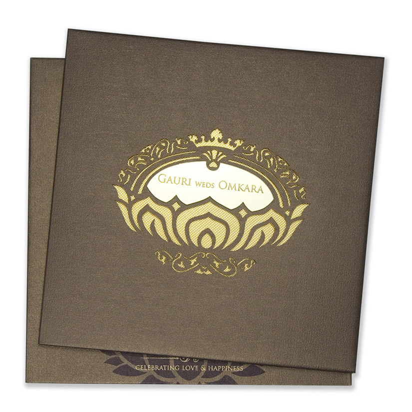 Royal wedding invite in brown with minimalistic design