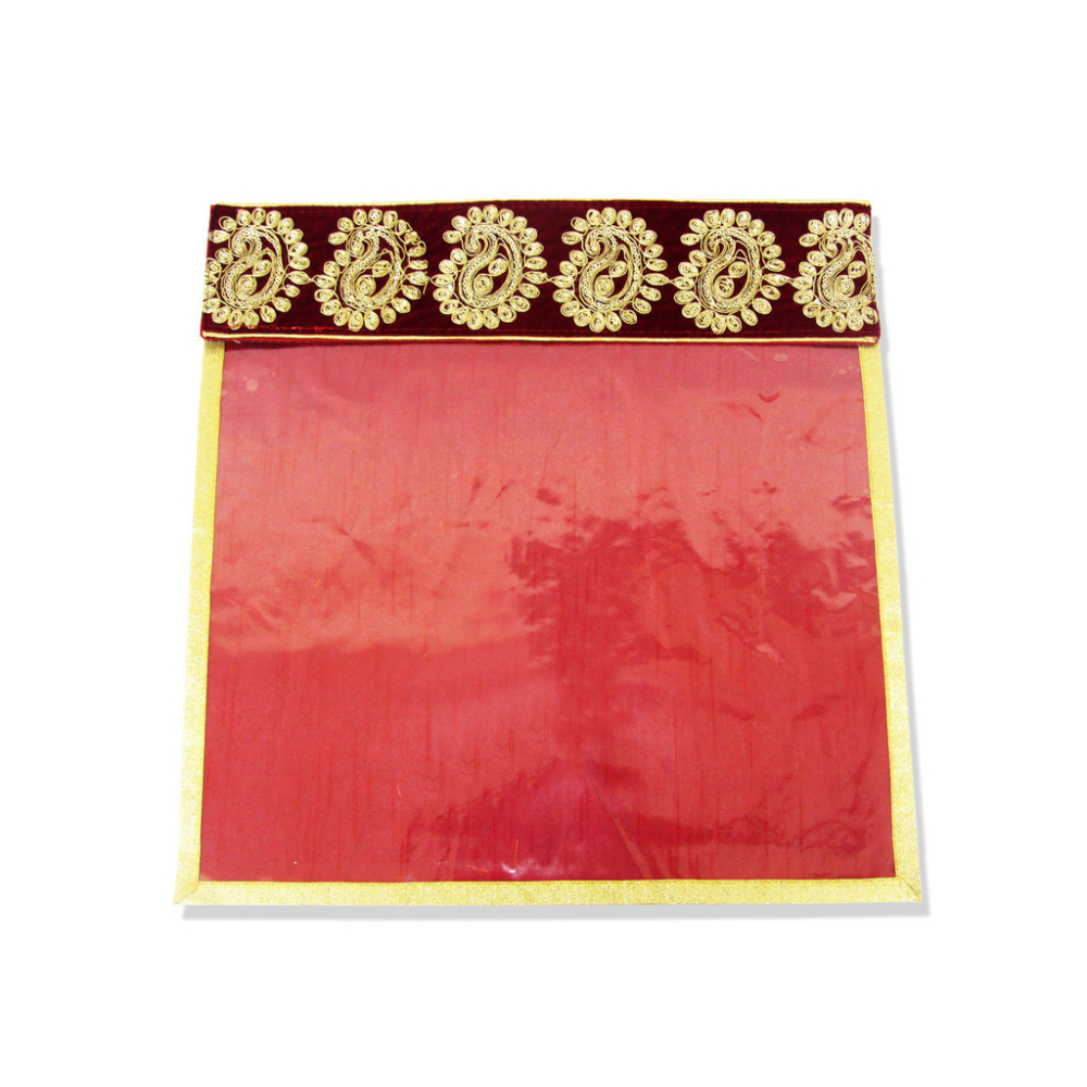 Saree bag in Maroon with Embroidered Velvet Flap - Click Image to Close