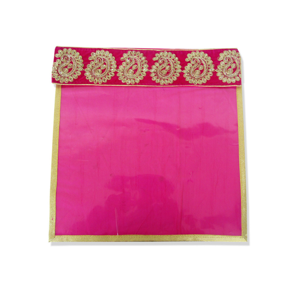 Saree bag in Pink with Embroidered Velvet Flap - Click Image to Close
