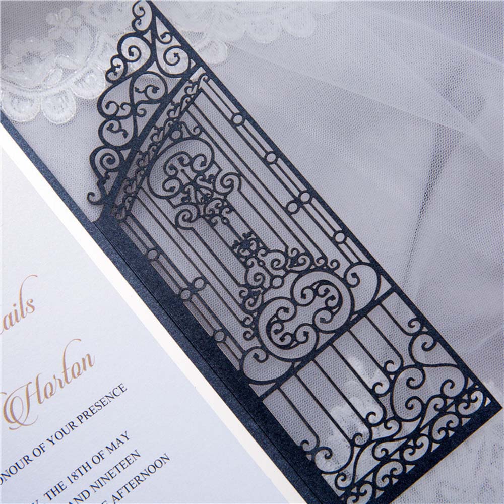 Shimmering Black colour royal gates of the palace wedding invite in laser cut - Click Image to Close
