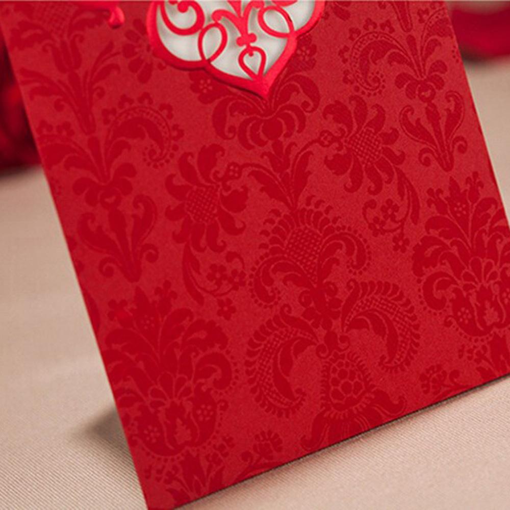 Shiny Red Vertical Heart Pattern Engagement Wedding Invitation - Click Image to Close