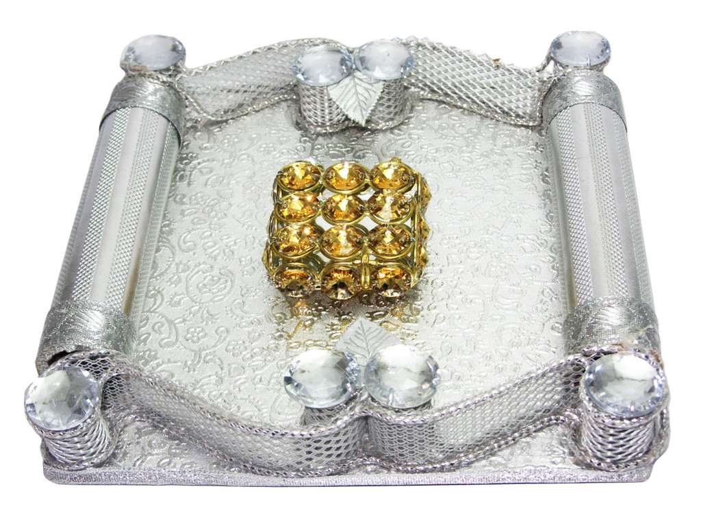 Silver & gold Stone Ring platter - Click Image to Close