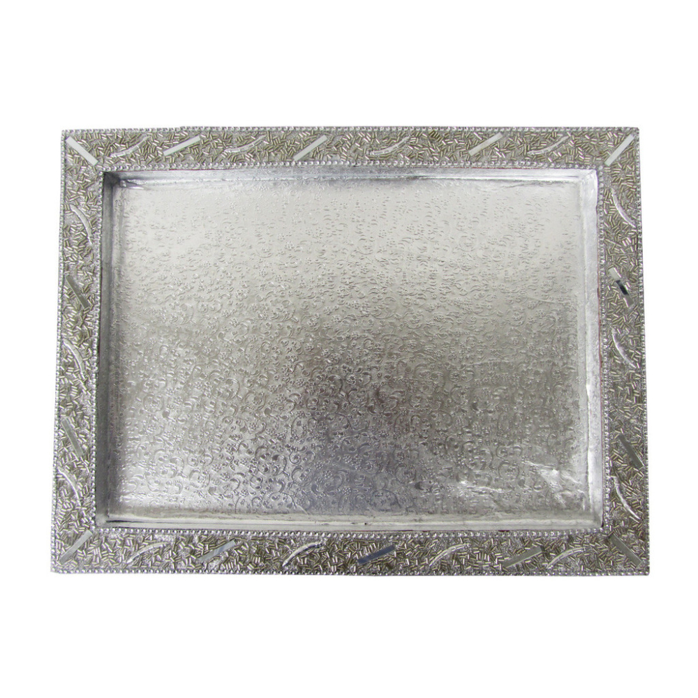 Silver colored Saree Tray with Hard board base - Click Image to Close