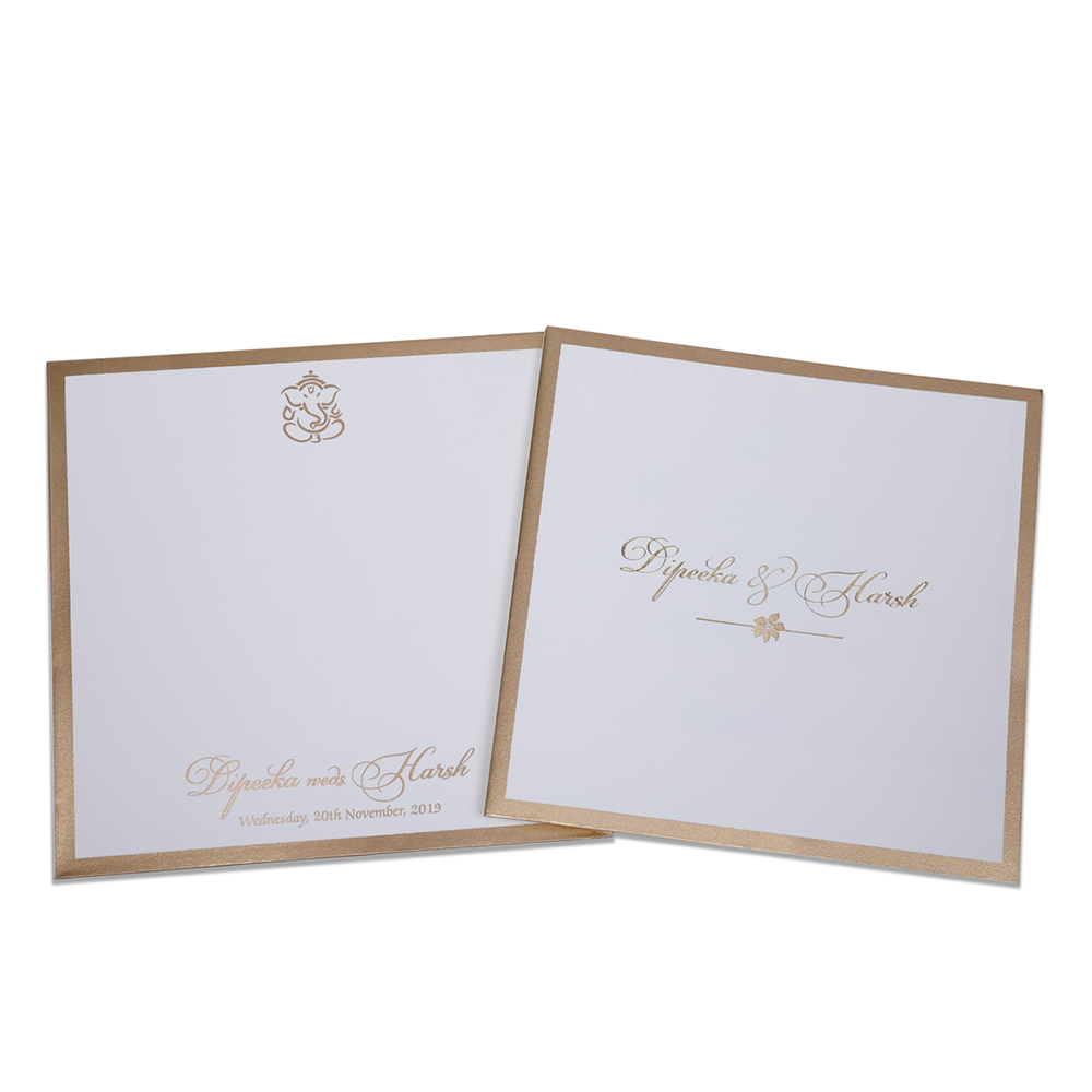 Simple and elegant multifaith Indian wedding card in Ivory - Click Image to Close