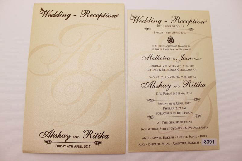 Simple multifaith pull out wedding invitation in cream color - Click Image to Close