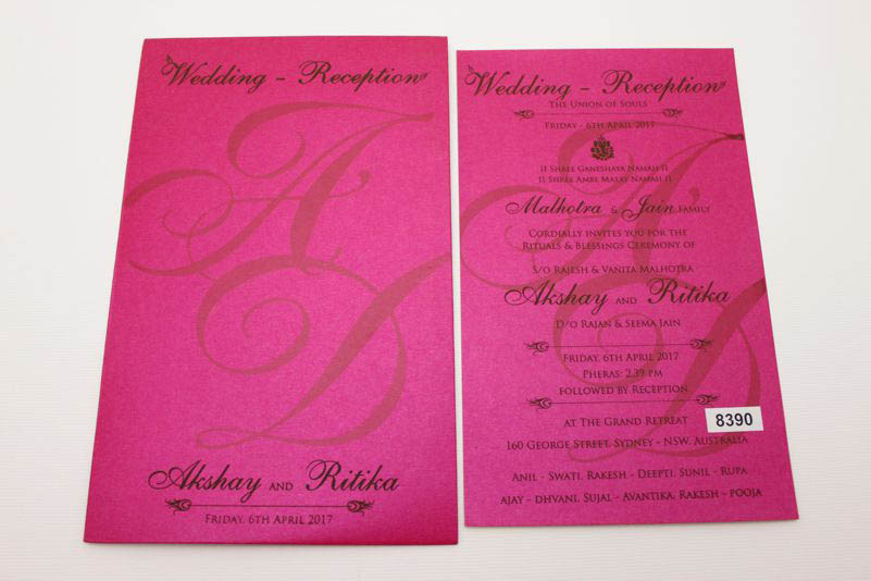 Simple multifaith pull out wedding invitation in pink color