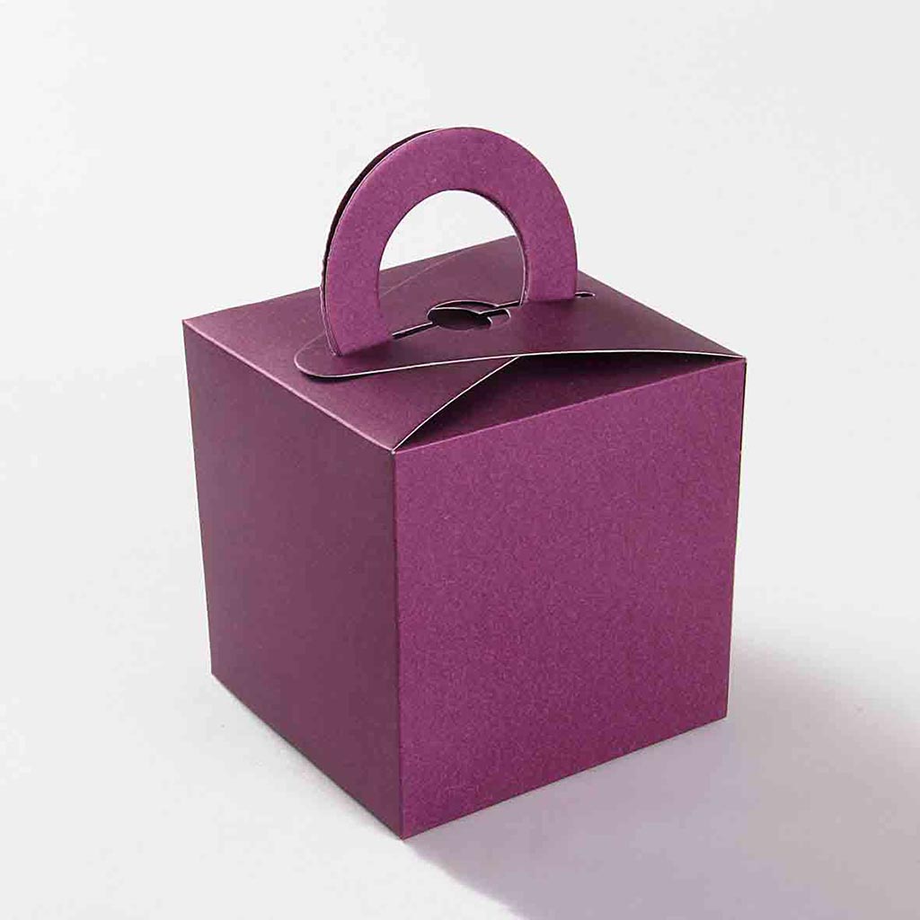 Square Wedding Party Favor Box in Purple with a Holder - Click Image to Close