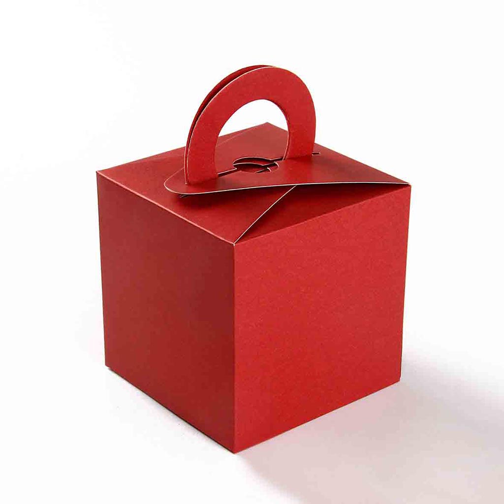 Square Wedding Party Favor Box in Red with a Holder - Click Image to Close