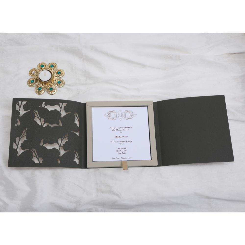 Floral Laser cut wedding invitations in dusty brown colour - Click Image to Close