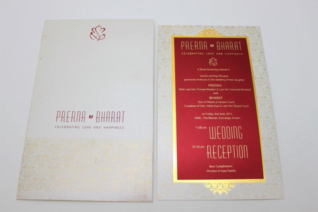 Multifaith royal Indian weddng invitation in maroon colour - Click Image to Close