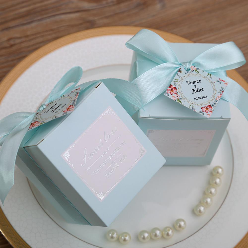 Tiffany blue color square wedding favor and gift boxes - Click Image to Close