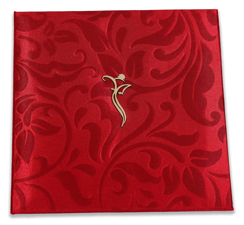 Traditional Indian wedding invitation in rich red satin finish - Click Image to Close